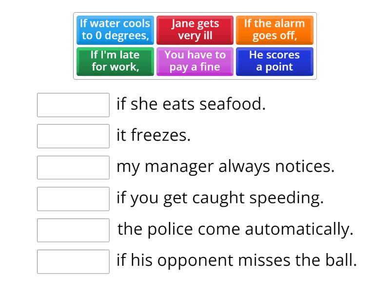 Zero Conditional (Present Simple in both sentences ) - Match up