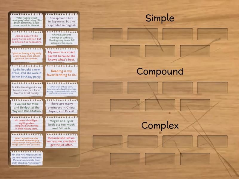 Sentence Structure Practice - Group sort