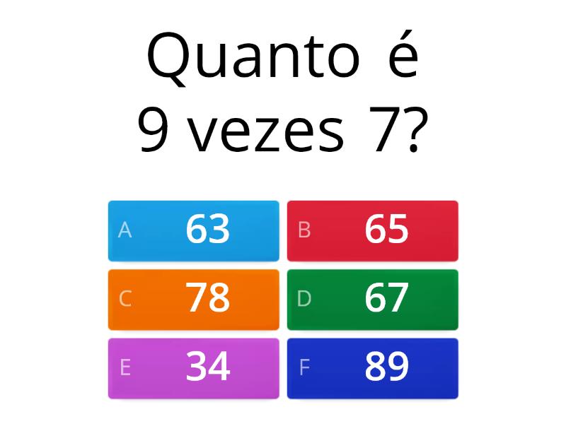 Tabuada para 5º ano- Multiplicação e divisão. - Cuestionario