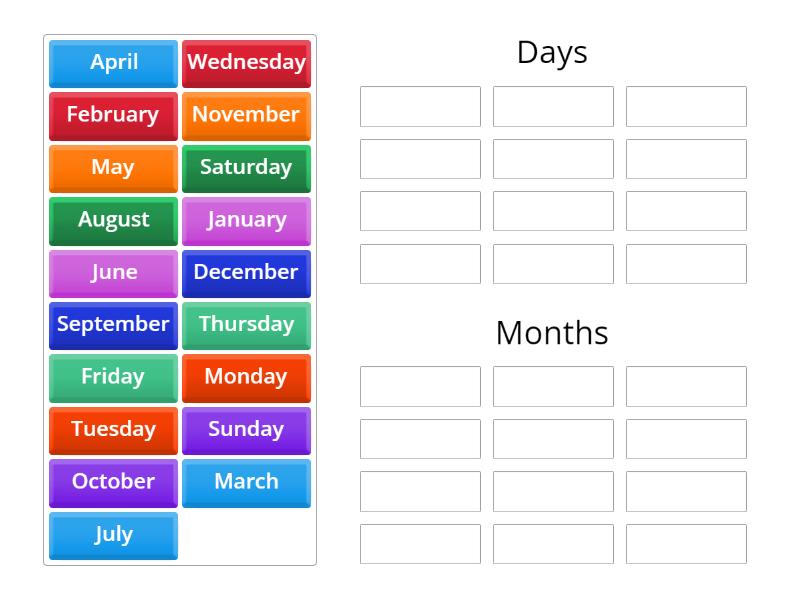 Days and Months - Sort - Group sort