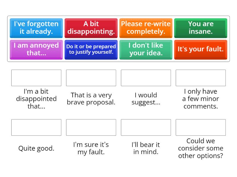 What the British say... and what they mean - Match up