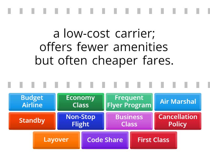 Airline Types and Classes - Find the match