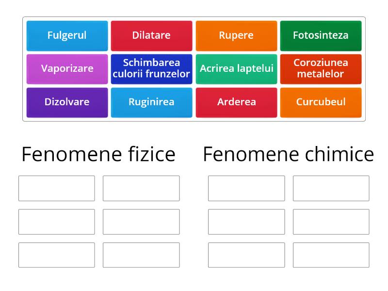 Fenomene Fizice și Chimice Sortare în Funcție De Grup