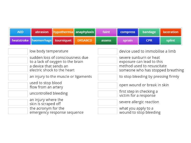 First Aid - Match up