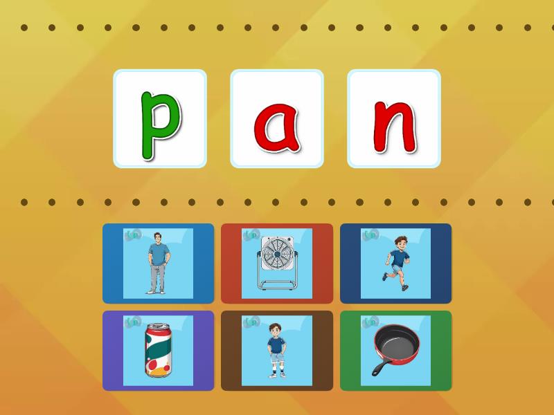 Word Families -an UpEnglish pan, can, fan, man - Find the match