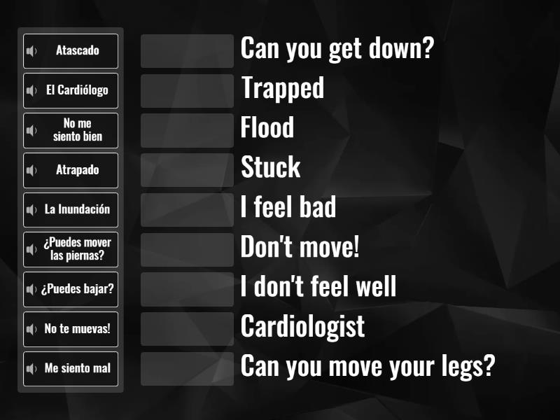 Emergency vocabulary Match up