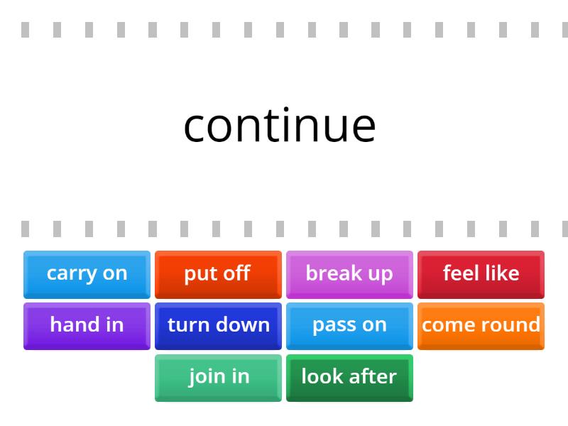 Pre Int Phrasal Verbs Find The Match