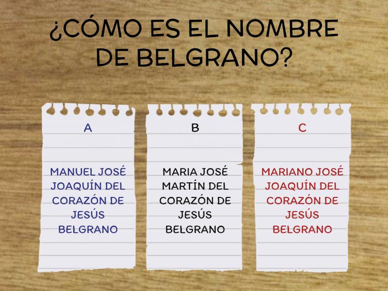 MANUEL BELGRANO CUESTIONARIO - Quiz