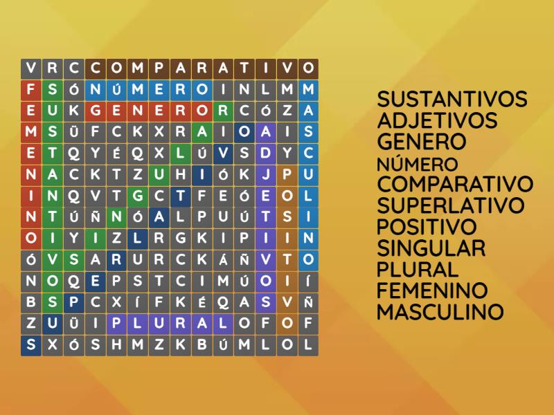 Sustantivos Y Adjetivos Sopa De Letras Wordsearch 9682