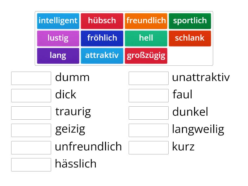 Adjektive und ihre Gegenteile - Match up