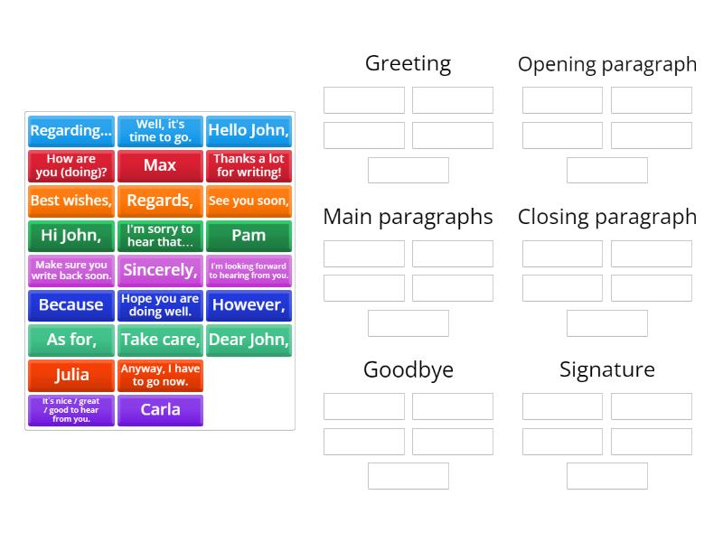 Writing an email - Group sort