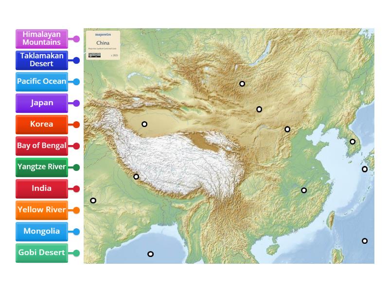 China map - Labelled diagram