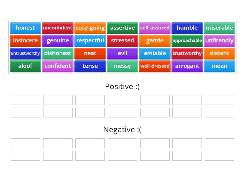 First Impressions Vocabulary - Group sort