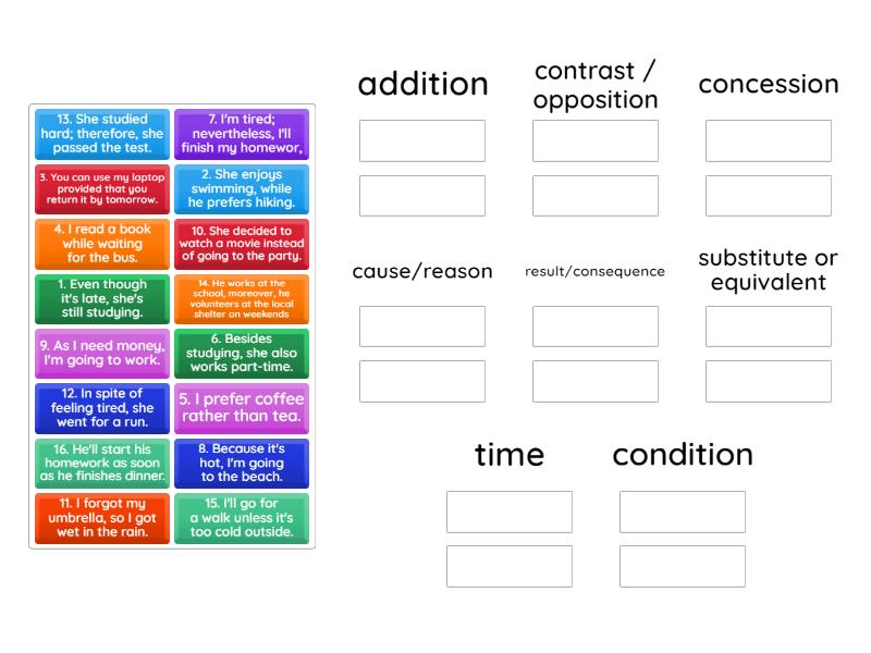 linking words - Group sort