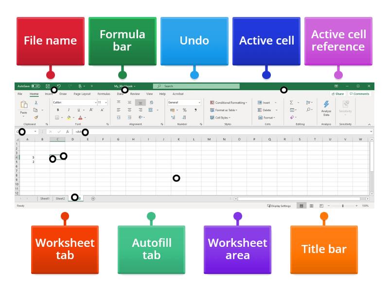 Excel worksheet - Labelled diagram