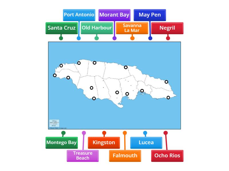 Jamaica - Labelled diagram