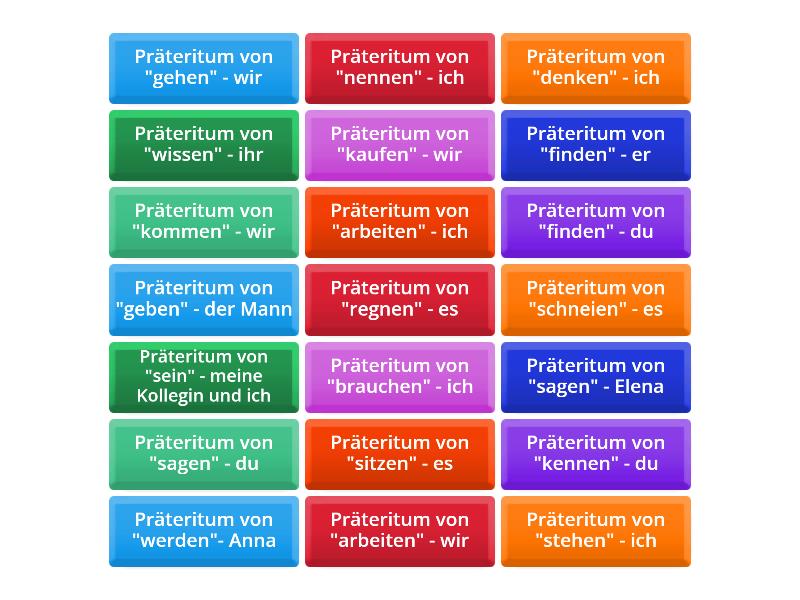 A2.2 K10 S1: Verben im Präteritum - Flip tiles