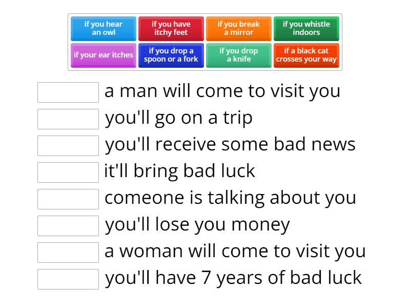 Superstitions 1st Conditional - Match up
