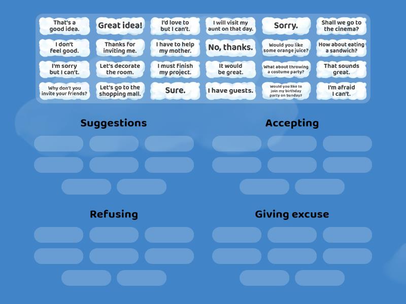 7th Grade - Making Suggestions - Group sort