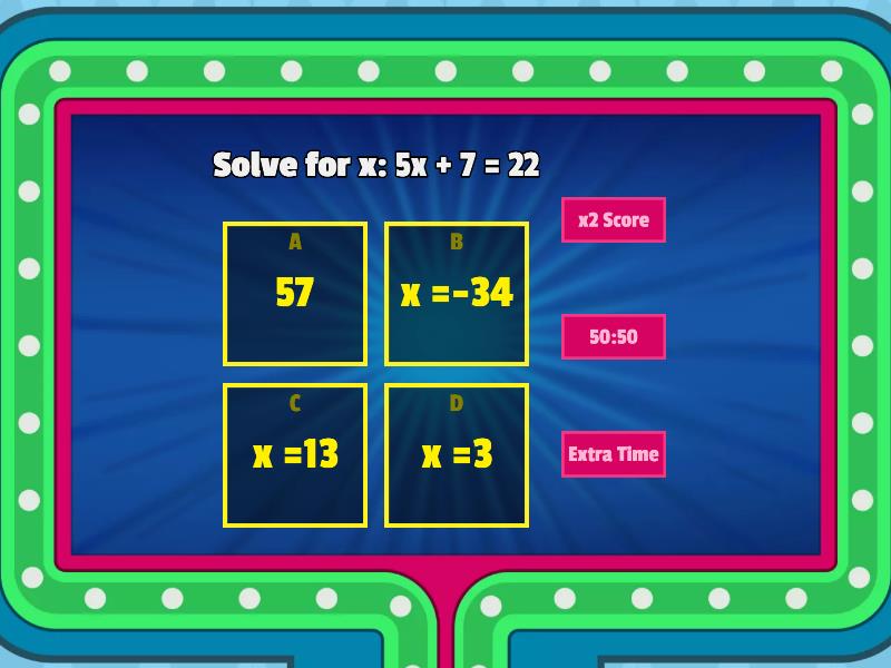 Linear Equations in One variable - Game show de TV