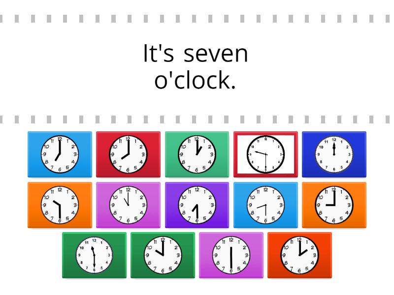 Telling time fast match - Find the match