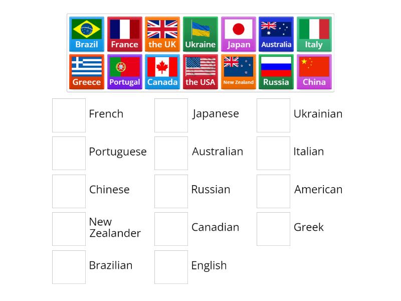 Spotlight 5 Unit 2a Countries and Nationalities - Match up