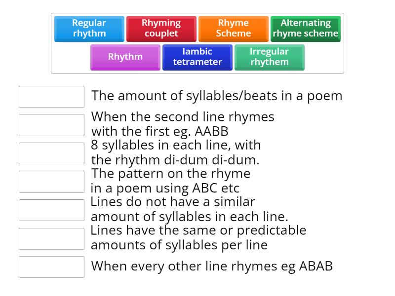 Poetic Structure - Match up
