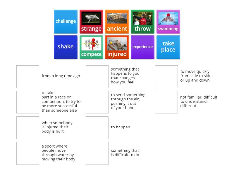 Unit 5 R&W 1: Vocabulary - Match up