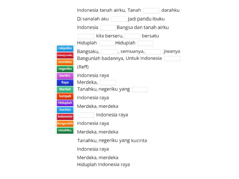 LIRIK LAGU INDONESIA RAYA - Complete the sentence