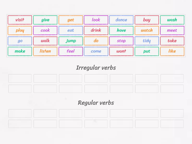 past simple verbs EC A1+ unit 6 - Group sort