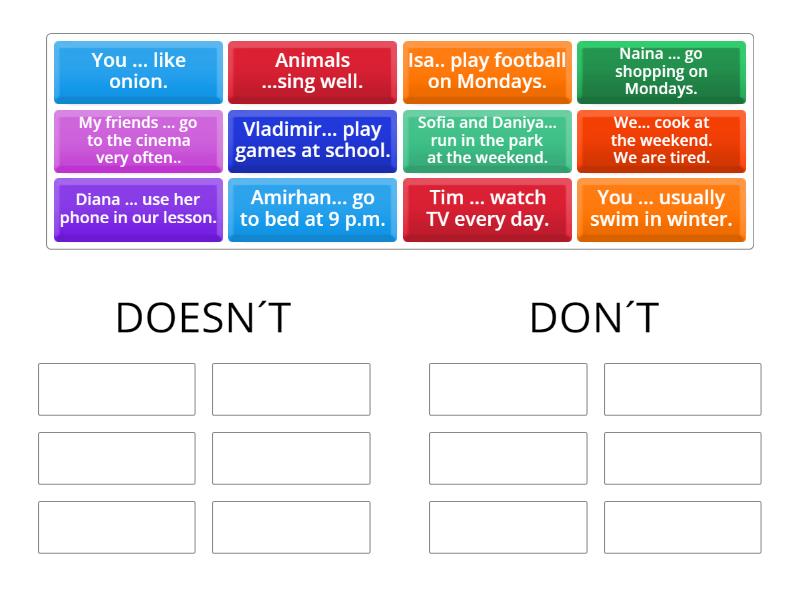 Present Simple Negative - Group sort
