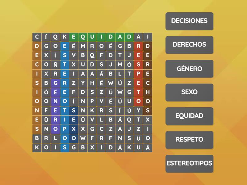 EQUIDAD DE GÉNERO - Sopa de letras