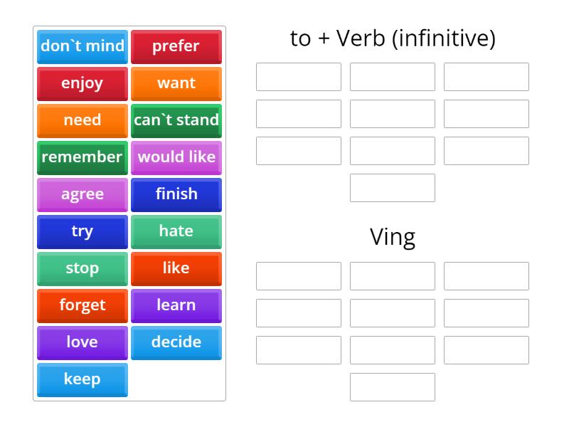 Wider World 2 Verb patterns - Group sort