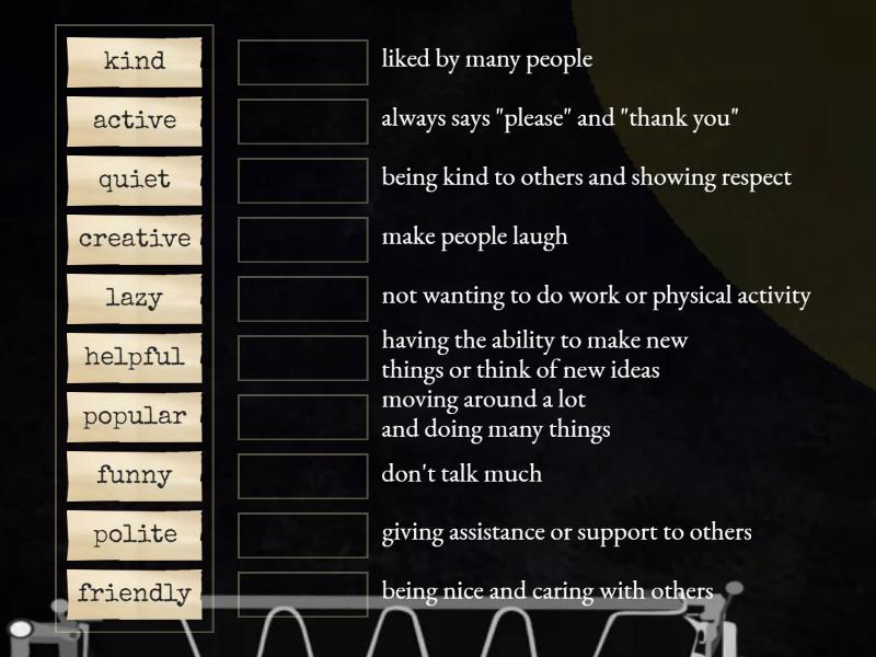 Adjectives of personality. Prepare 7. Unit 1 - Une las parejas