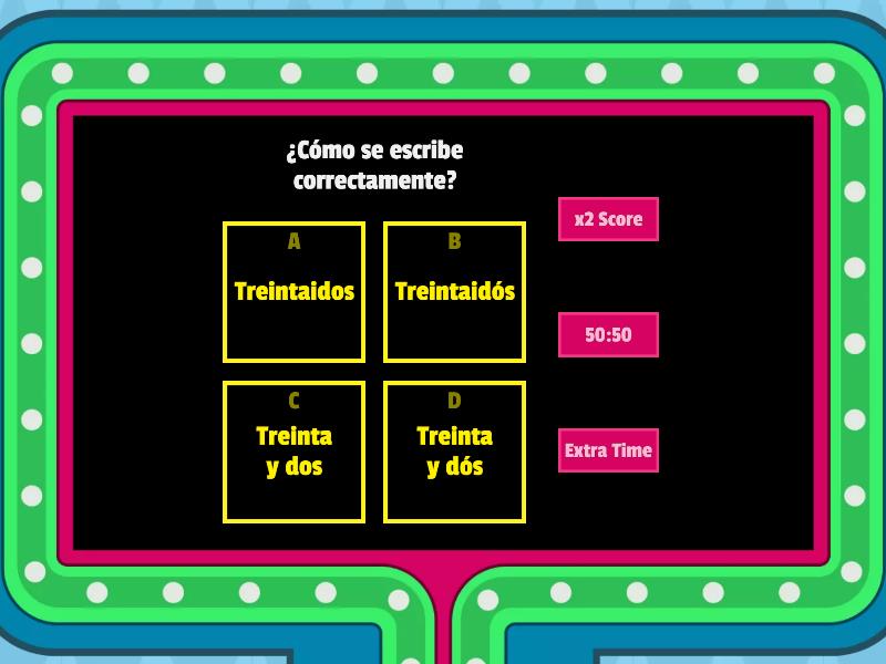 Escritura de numerales - Gameshow quiz