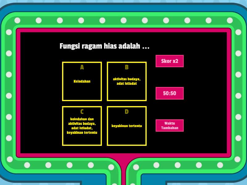 Soal Jenis-Jenis Ragam Hias - Gameshow Quiz