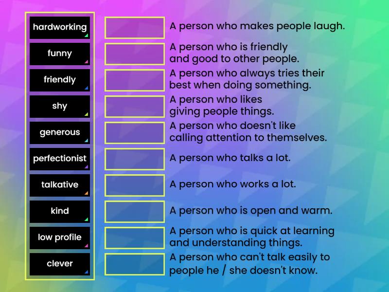 Personality Adjectives - Une las parejas