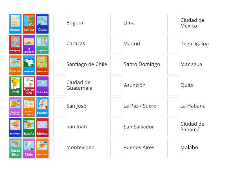 Paises hispanohablantes y sus capitales - Match up