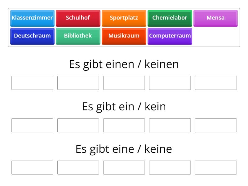 Was Gibt Es In Deiner Schule? – Es Gibt. - Group Sort