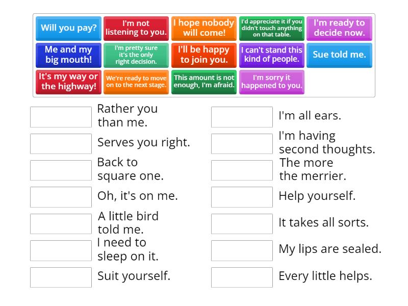 colloquial responses II - Match up