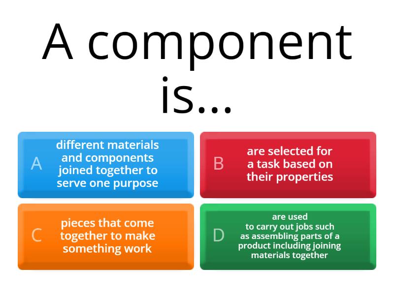 Materials, Tools & Equipment, Components and Systems - Quiz