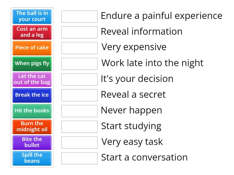 Idiom Meanings Match Up