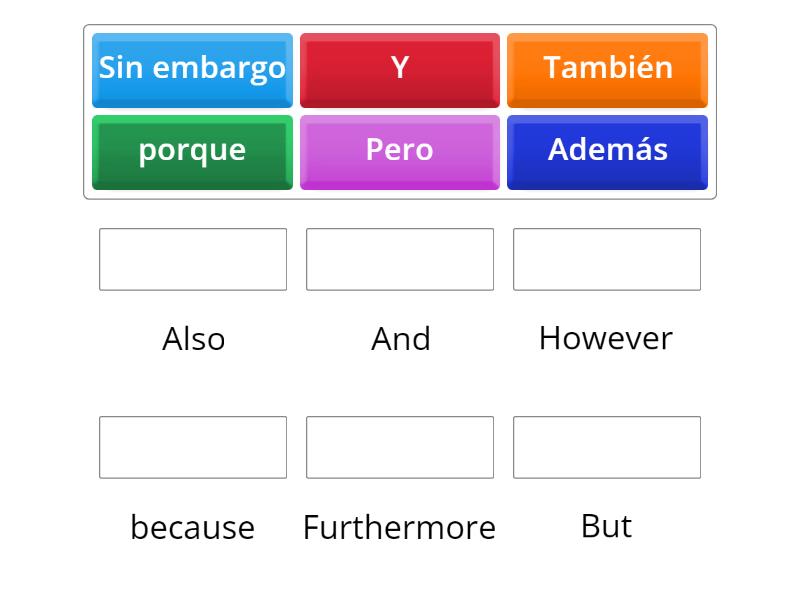 Conectivas (Connectives)- Spanish - Match up