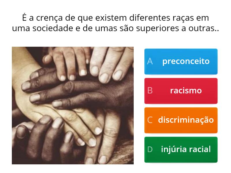 Preconceito, Discriminação, Racismo E Injúria Racial. - Quiz