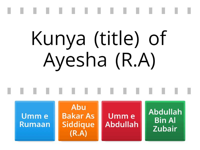 Ayesha (R.A) - Find the match