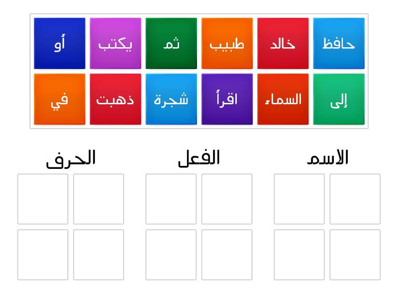 أقسام الكلام في اللغة العربية فرز المجموعات 2404