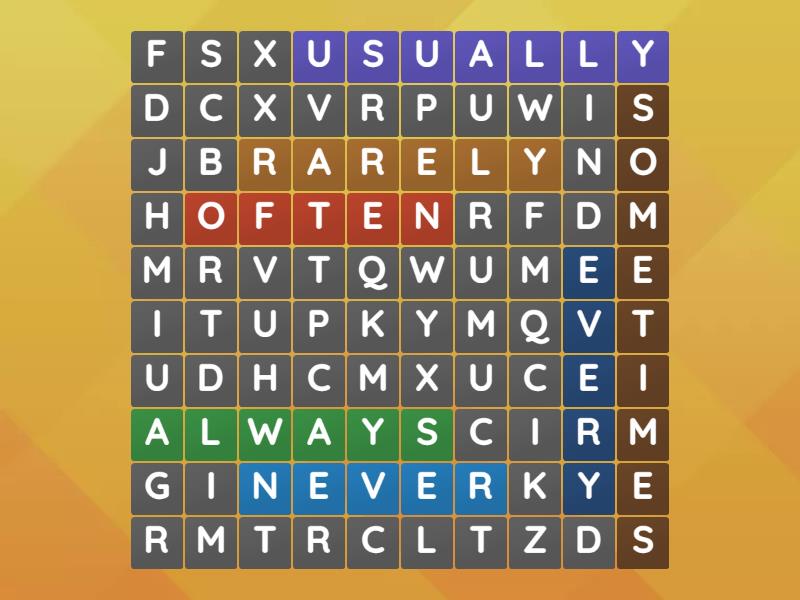 Present Simple key words - Wordsearch