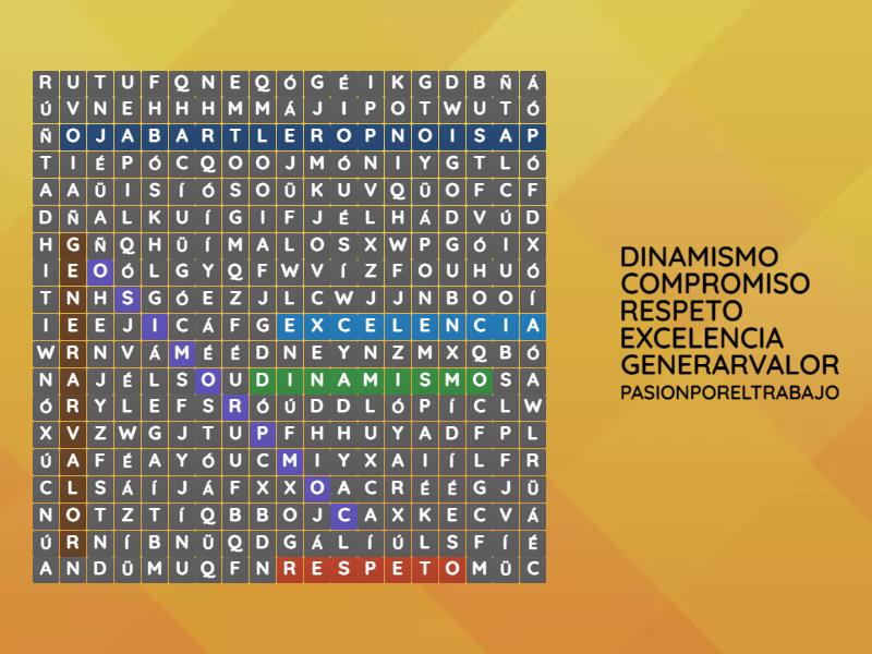 Encuentra Nuestros Valores Corporativos Wordsearch