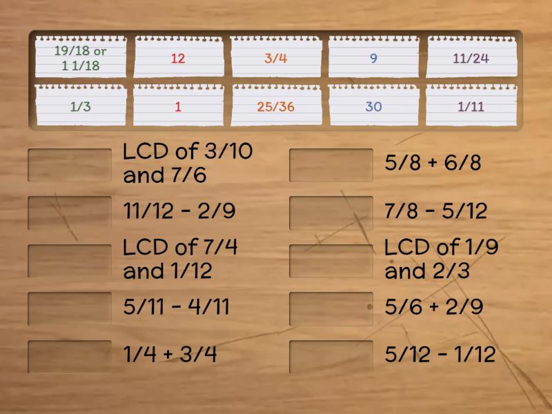 warm-up-adding-and-subtracting-fractions-match-up