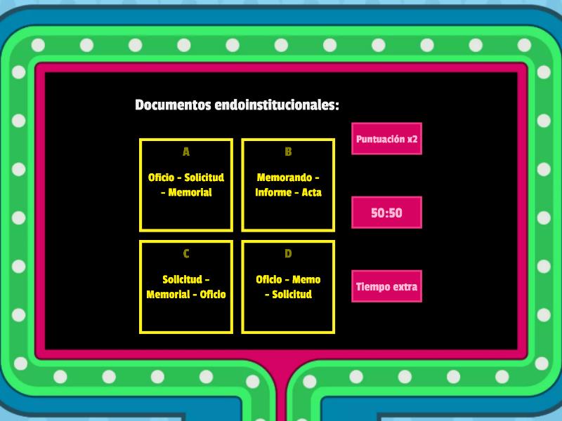 Actividad 014: Documentos Administrativos - Gameshow Quiz